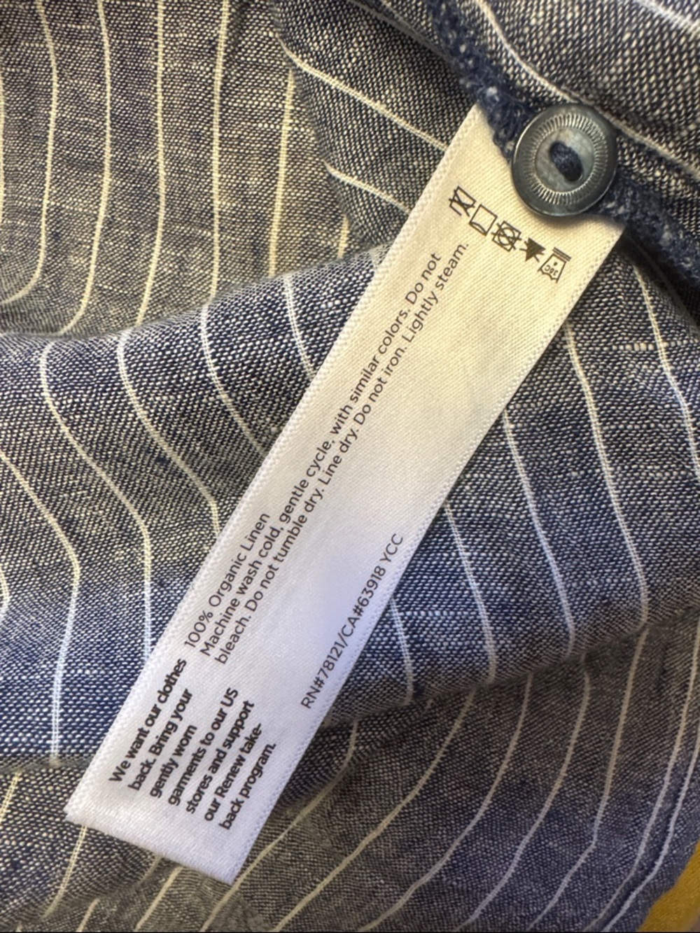 Eileen Fisher XXS 100% linen blue and white button up dress - Picture 6 of 6